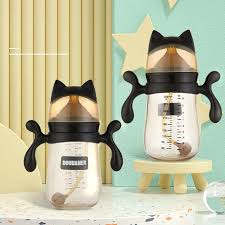 DOUDANER Wide Neck PPSU Baby Feeder Bottle – Anti-Colic, Self-Feeding Design with Cat Cap & Handles (300ml / 10oz