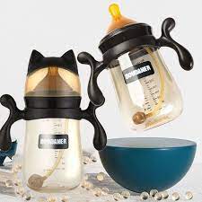 DOUDANER Wide Neck PPSU Baby Feeder Bottle – Anti-Colic, Self-Feeding Design with Cat Cap & Handles (300ml / 10oz